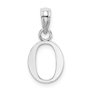 Rhodium Over 14k White Gold Polished Block Letter O Initial Pendant