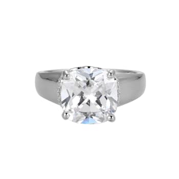 White Cubic Zirconia Platinum Over Sterling Silver April Birthstone Ring 6.71ctw
