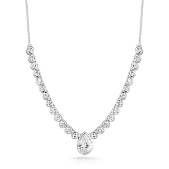 Rachel Zoe CZ Tennis Necklace with Pear Center Stone in Rhodium Over
Sterling Silver
