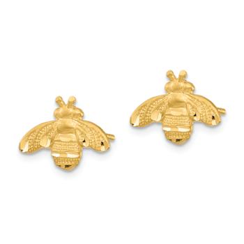 14k Yellow Gold Textured and Diamond-Cut Bee Stud Earrings