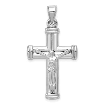 Rhodium Over 14K White Gold Reversible Crucifix Pendant