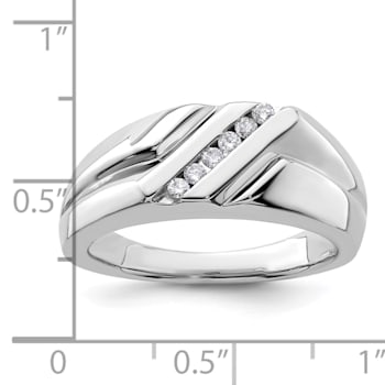 Rhodium Over 14K White Gold Lab Grown Diamond Men's Ring