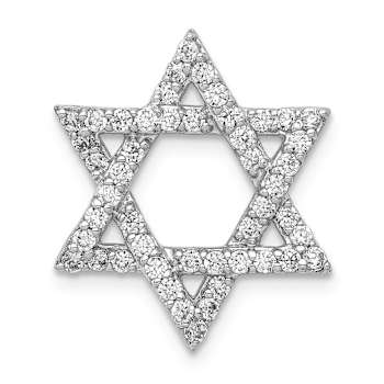 Rhodium Over 14k White Gold Diamond Star of David Chain Slide Pendant