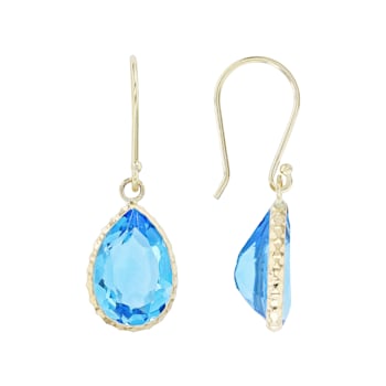 Swiss Blue 14k Yellow Gold Dangle Earrings 7.00ctw