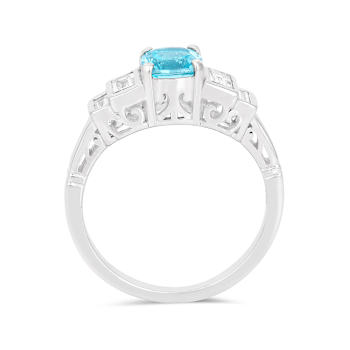 Rhodium Over Sterling Silver Paraiba Blue Apatite and Lab Grown Diamond
Mixed Cut Ring 1.71ctw
