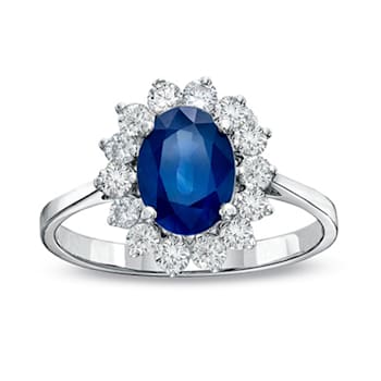 1.75ctw Sapphire and Diamond Ring in 14k White Gold