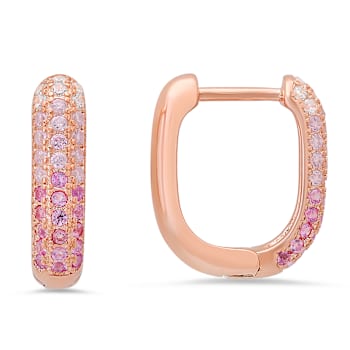 Pink And White Cubic Zirconia 14k Rose Gold Over Sterling Silver
Earrings 0.42ctw