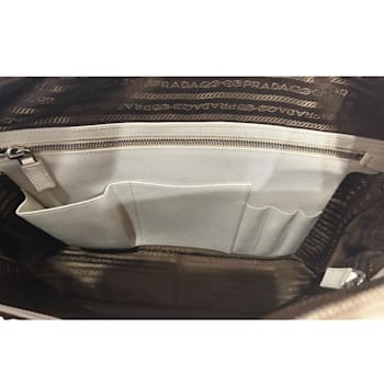 Prada Saffiano Ivory Leather Briefcase Satchel Tote Bag