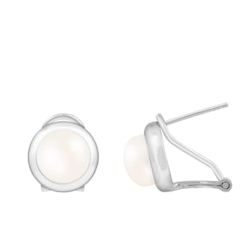 8-9mm white cultured freshwater pearl rhodium over sterling silver earrings