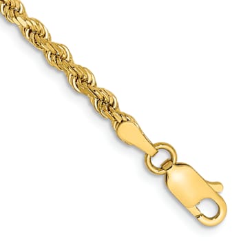 10k Yellow Gold 3mm Diamond-Cut Rope Link Bracelet