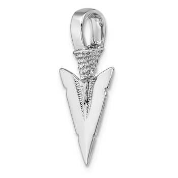 Rhodium Over 14k White Gold 3D Textured Arrowhead Charm