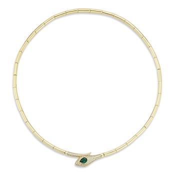 Rachel Zoe Pave CZ Snake Collar Necklace in 14K Gold Over Sterling Silver