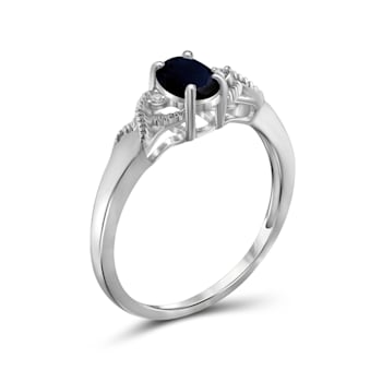 Black Sapphire with White Diamond Accent Rhodium Over Sterling Silver
Ring 0.56ctw