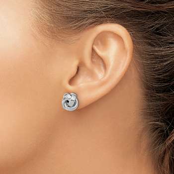 Rhodium Over 14k White Gold Polished 12mm Love Knot Stud Earrings