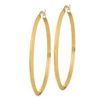 14k Yellow Gold Polished 2 1/16" Hoop Earrings