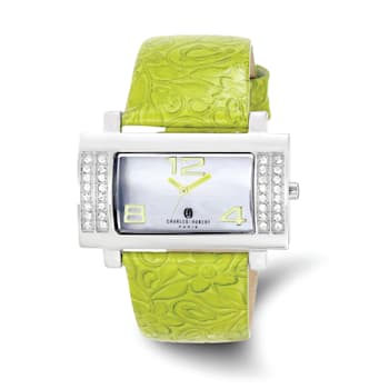 Ladies Charles Hubert Stainless Green Leather 40x23mm Watch
