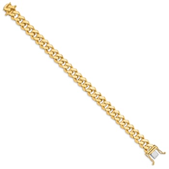 10k Yellow Gold and 10k White Gold 10mm Hand-polished Fancy Curb Link Bracelet