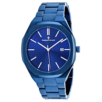 Christian Van Sant Men's Octavius Slim Blue Dial, Blue Stainless Steel Watch