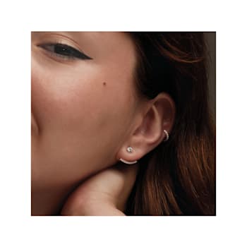 14K White Gold 0.25ctw Round Lab-Grown Diamond Hoop Earrings