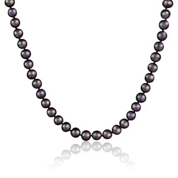 7-8mm Black Cultured Freshwater Pearl endless Necklace
