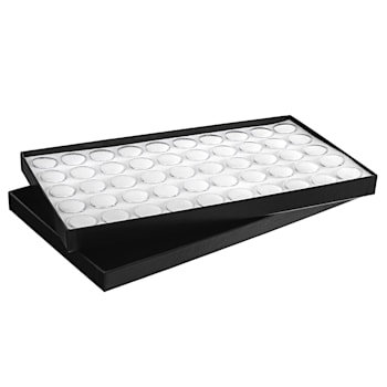 50 Round Gem Jars In Tray With White Background