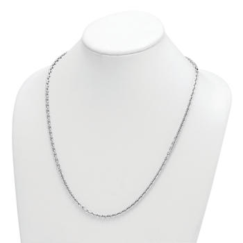 Rhodium Over Sterling Silver 4.0mm Cable 24 Inch Chain
