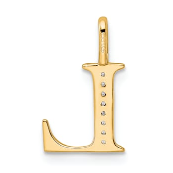 14K Yellow Gold Diamond Letter L Initial Pendant