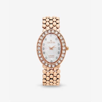 Croton The Valissa Rose Tone Oval Mother Of Pearl Dial Watch with
Diamond Markers