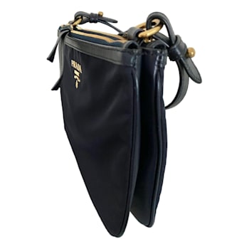 Prada Tessuto Nylon Blue Zip Calf Leather Crossbody Bag