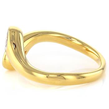 Oval And Pear Moissanite Bypass Two-Stone Ring In 14K Gold Over Sterling Silver