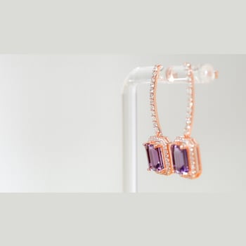 Amethyst and CZ 3.19 Ctw Octagon 18K Rose Gold Over Sterling Silver
Dangle Earrings