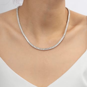 White Cubic Zirconia Platinum Over Sterling Silver Tennis Necklace 21.74ctw