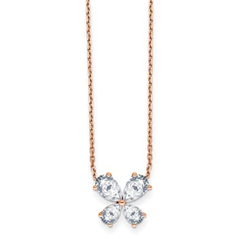 14K Rose Gold Butterfly Pendant G H I True Light Moissanite Pendant with Chain