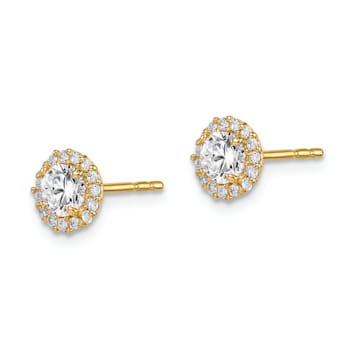 14K Yellow Gold 6.75mm Cubic Zirconia Stud Earrings