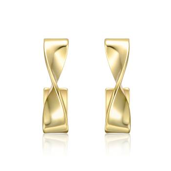 Twisted Semi-Hoop Earrings In 14K Gold Over Brass