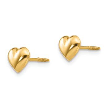 14k Yellow Gold Small Puffed Heart Earrings