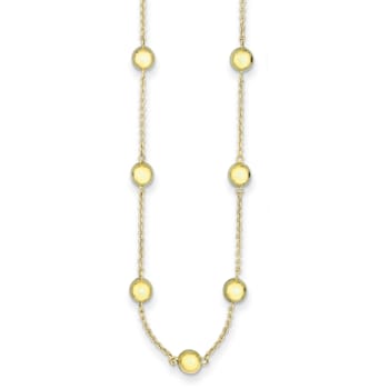 14K Yellow Gold 8mm Bead and Cable Link 18-inch Necklace