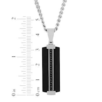 Robert Alton Men's Dog Tag Pendant With Chain In Black Ion-Plated
Stainless Steel 0.10ctw