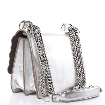 Fendi Kan I Metallic Silver Calfskin Scalloped Studded Bag