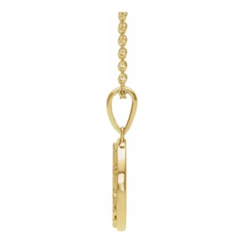 14K Yellow Gold Floral Pendant With Chain