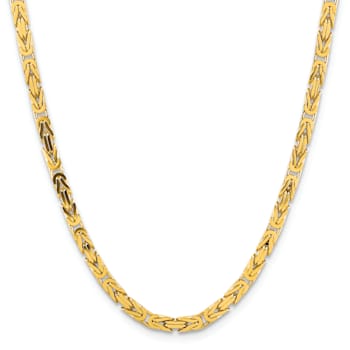 14K Yellow Gold 5.25mm Byzantine Chain Necklace