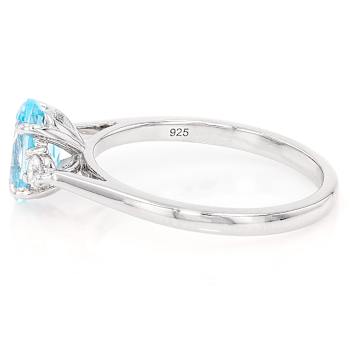 Sky Blue Topaz And Lab-Grown Diamond Three-Stone Ring In Sterling Silver