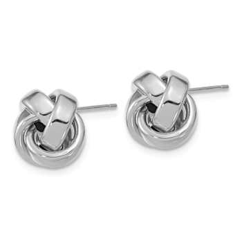 Rhodium Over 14k White Gold Polished 12mm Love Knot Stud Earrings