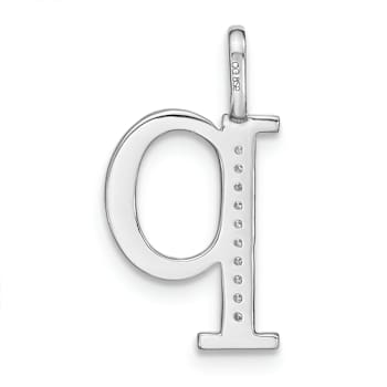 14K White Gold Diamond Lower Case Letter P Initial Pendant