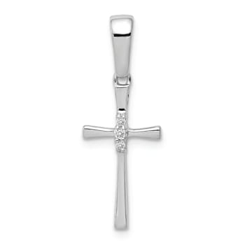 Rhodium Over 14K White Gold 0.02ct. Diamond Cross Pendant