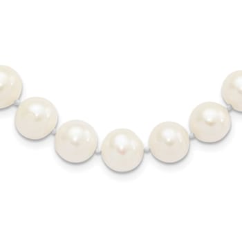Rhodium Over Sterling Silver 10-11mm White Freshwater Cultured Pearl Necklace