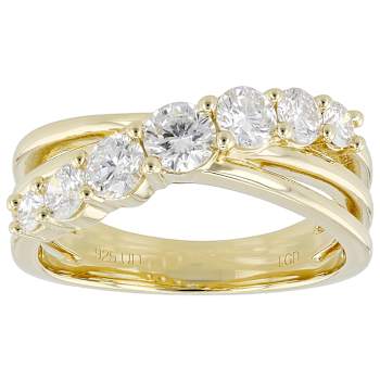 Lab-Grown Diamond Graduated Crossover Ring 1ctw In 14K Gold Over
Sterling Silver