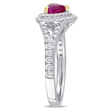 Ruby and Diamond 14K White and Yellow Gold Ring 1.01ctw