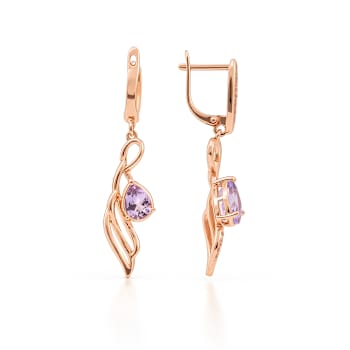 Purple Amethyst 14K Rose Gold Over Sterling Silver Pear Drop Earrings
