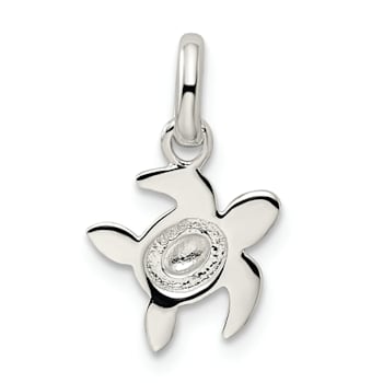 Sterling Silver Polished Multi-color Enameled Sea Turtle Children's Pendant